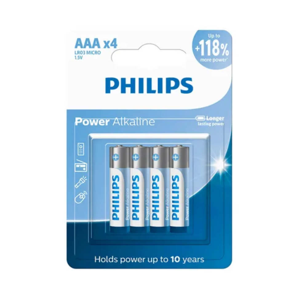 Pilha Philips Alcalina AAA com 4UN