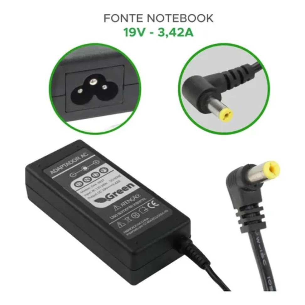 Fonte Para Notebook Green - Modelo 3037 Acer - #2