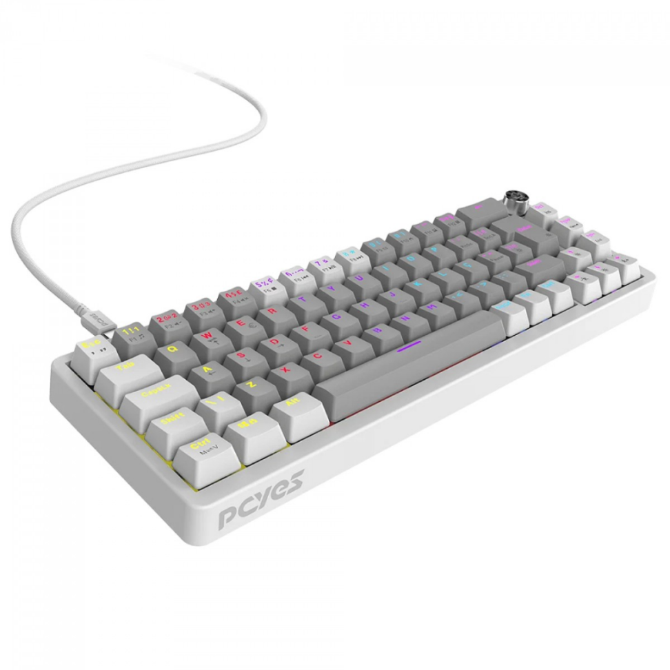 Teclado Mecânico Mecka White Ghost 65% Pcyes - Switch Red - Led Rainbow - #2