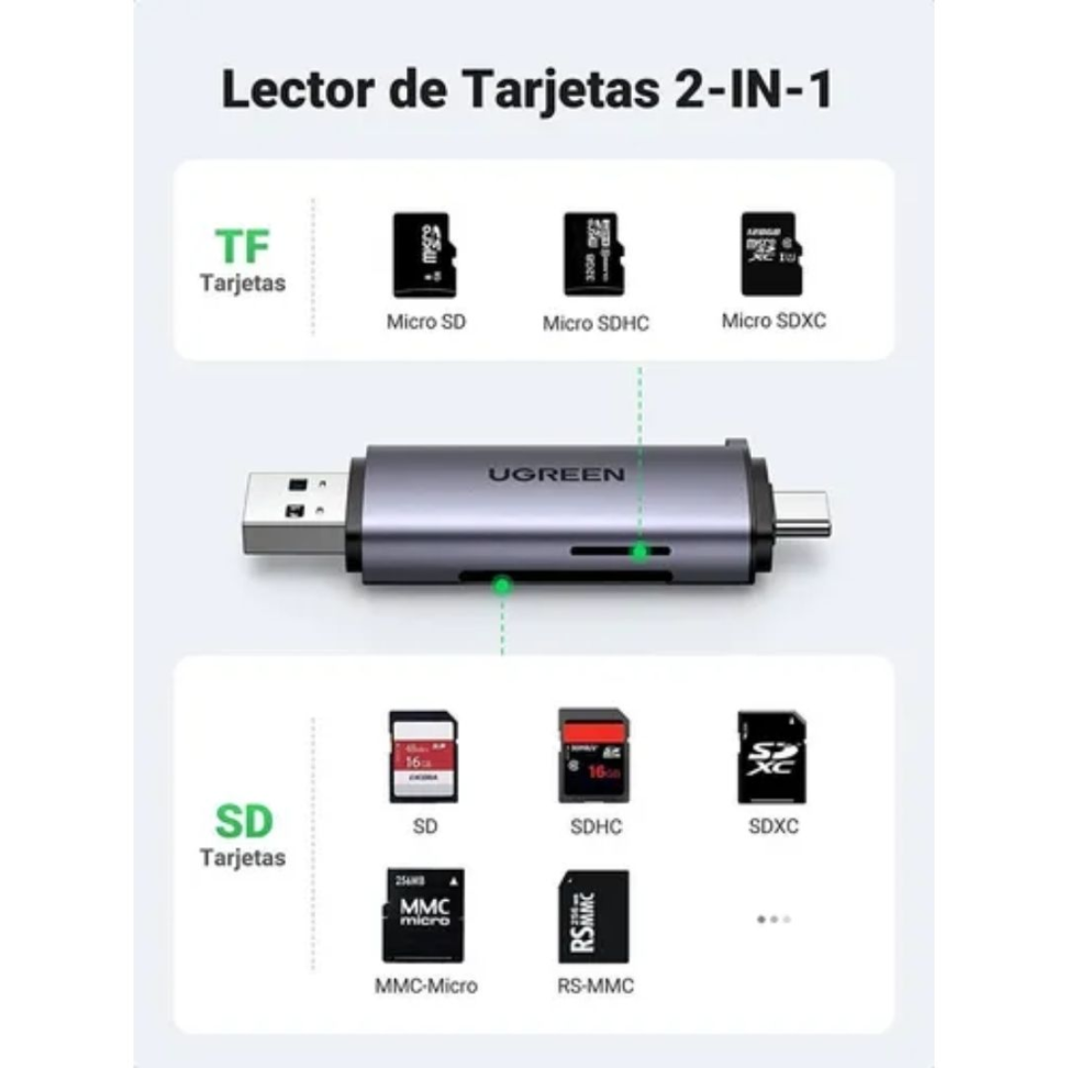 Leitor De Cartão Micro SD Ugreen 2 Em 1 USB-C/USB 3.0 - #2