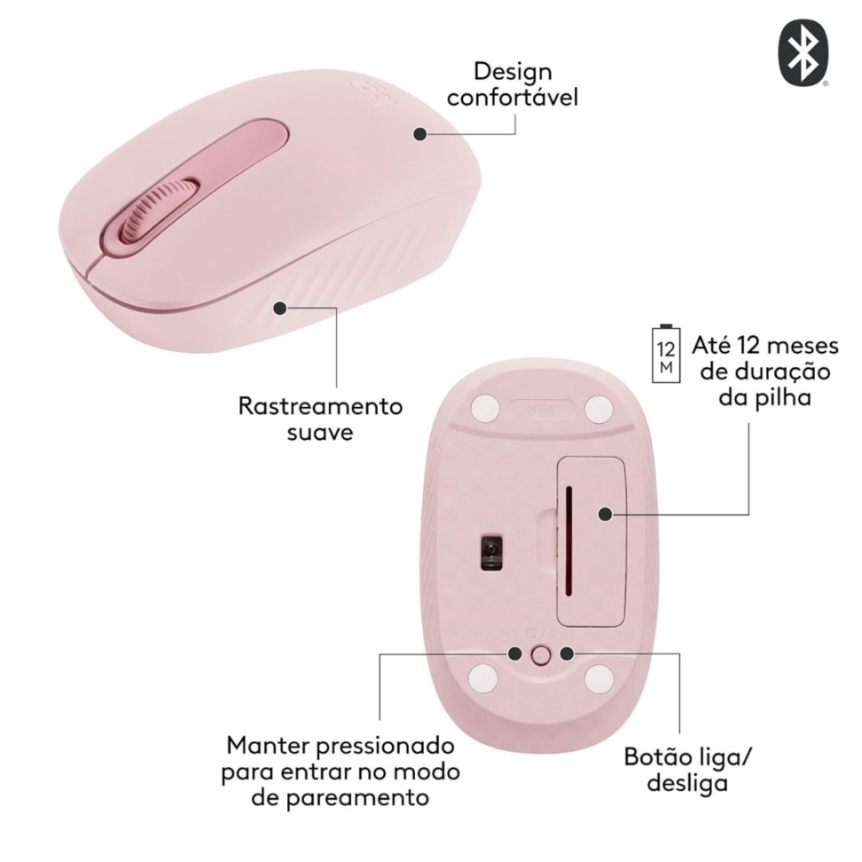 Mouse Bluetooth M196 Rosa - Logitech - #2