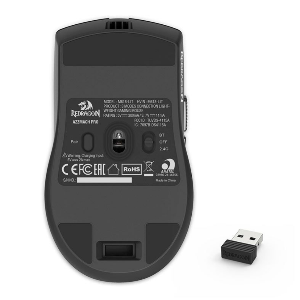 Mouse Gamer Azzmach Lite Tri-Mode Ultra-Leve - Redragon M618-LIT - #9