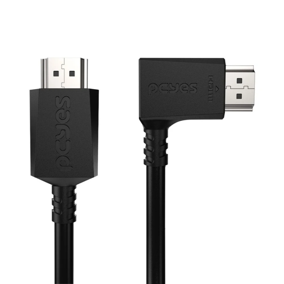 Cabo HDMI 2.0 Pcyes Conector 90 Horizontal - Preto - 3M - PHM20-3H-001
