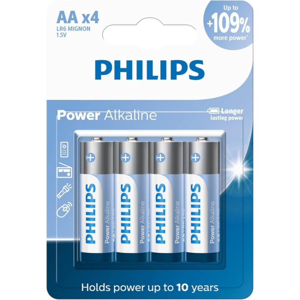 Pilha Philips Alcalina AA com 4UN