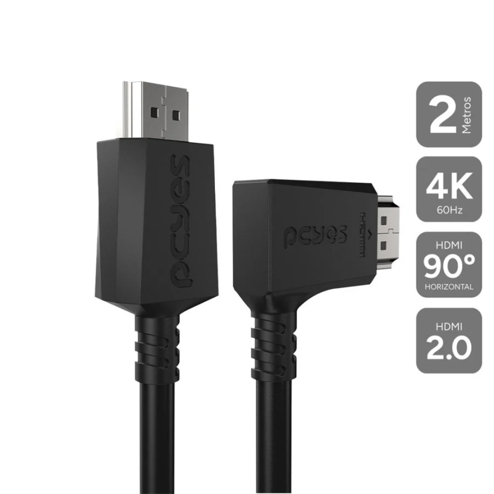 Cabo HDMI 2.0 Pcyes Conector 90 Horizontal - Preto - 3M - PHM20-3H-001 - #3