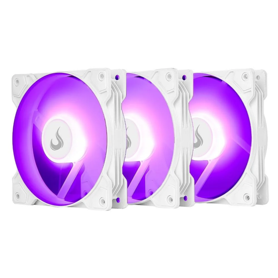 Kit Com 3 Ventoinhas Rise Mode X 120MM LED ARGB Branco - RMXLD02ARGB