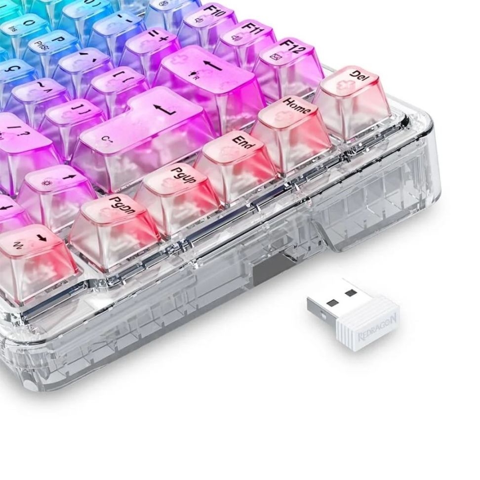 Teclado Gamer Mecânico ELF Pro RGB Crystal Clear 75% - Redragon - #7