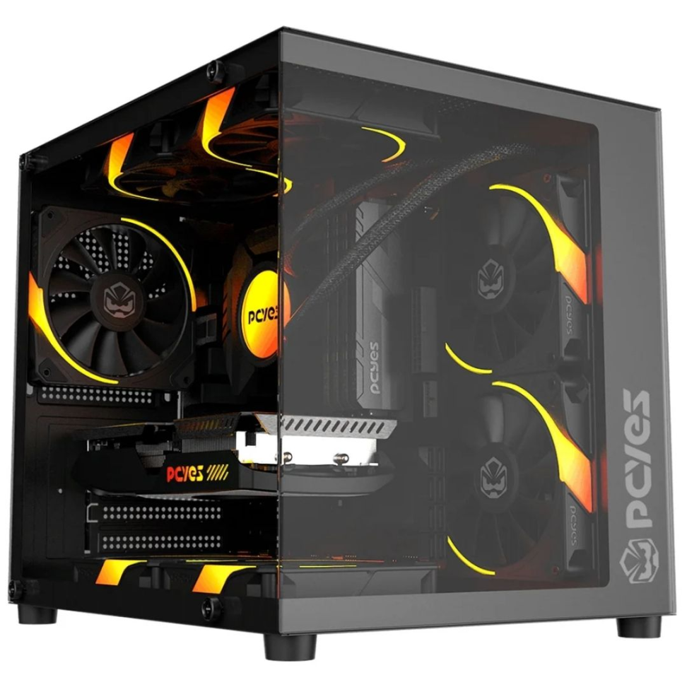 Gabinete Gamer Forcefield Mini Black Vulcan - Pcyes