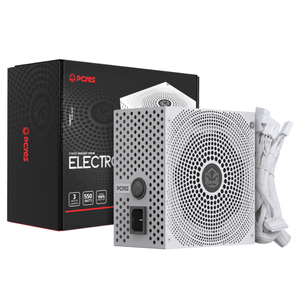 Fonte Gamer Electro V2 550W White Ghost 80 Plus Bronze - Pcyes