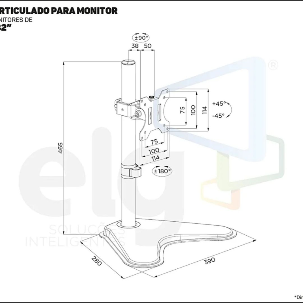 Suporte Articulado De Mesa Para Monitor T80N - ELG - #3