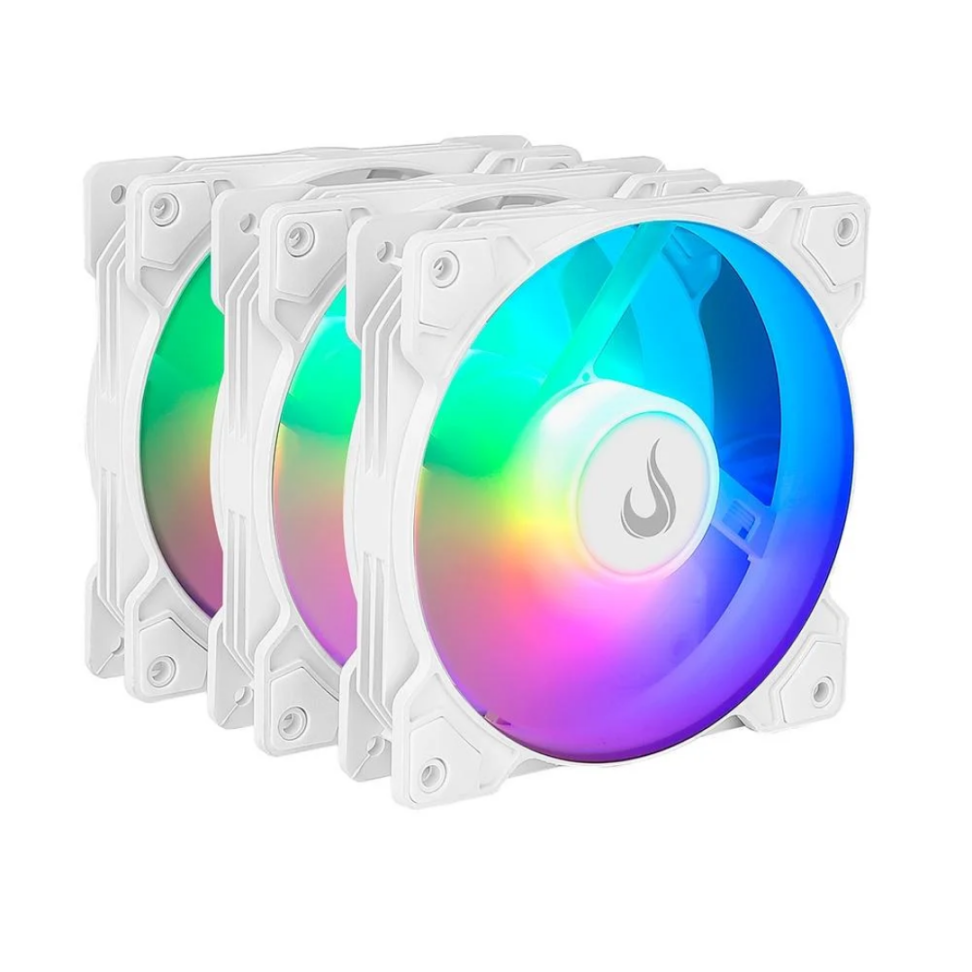 Kit Com 3 Ventoinhas Rise Mode X 120MM LED ARGB Branco - RMXLD02ARGB