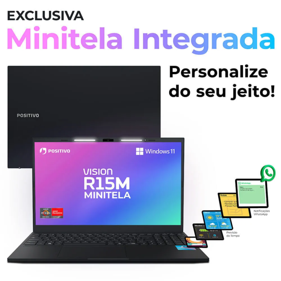 Notebook Positivo Vision R15m, AMD Ryzen 3 7330U, 8GB Ram, SSD 256GB, Linux
