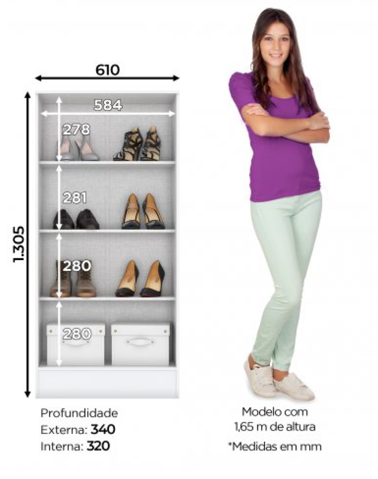 ROUPEIRO MULTIUSO 1300MM 2 PORTAS BRANCO B14-10 - #2