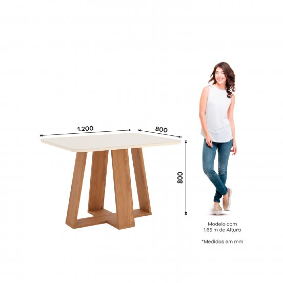 MESA LINS 1200MM C/4 CAD ISA NATURE/LINHO