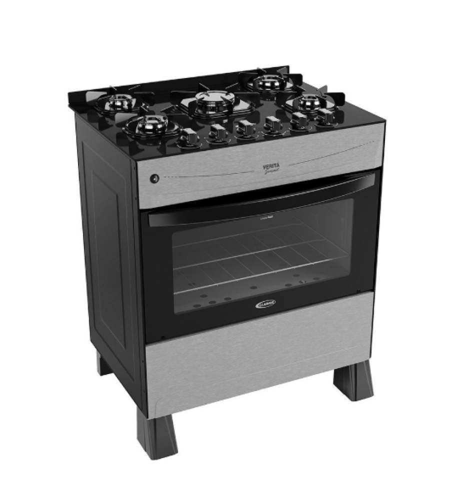 FOGAO GAS VERITA GOURMET 5 BOCAS PRETO/ KROMANOX CLARICE
