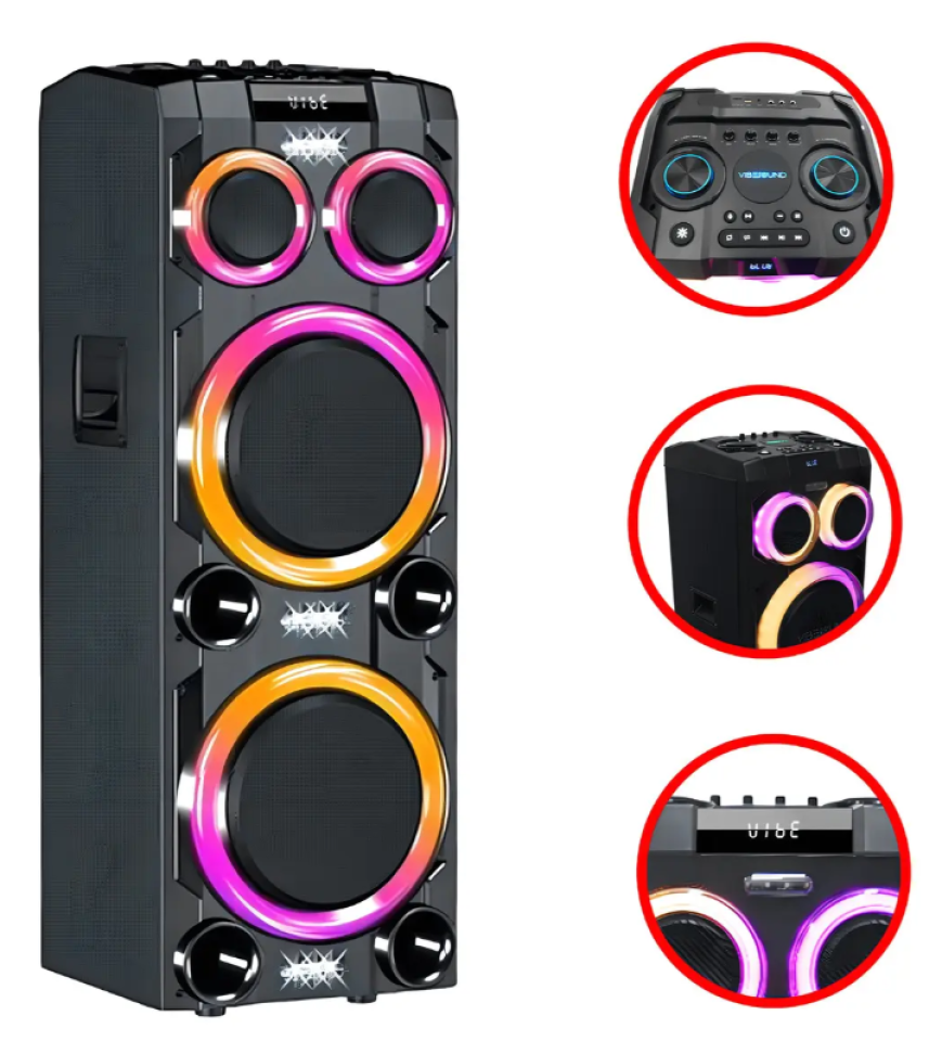 TORRE DE SOM VIBE SOUND V12 TOWER 2500W RMS PRETO