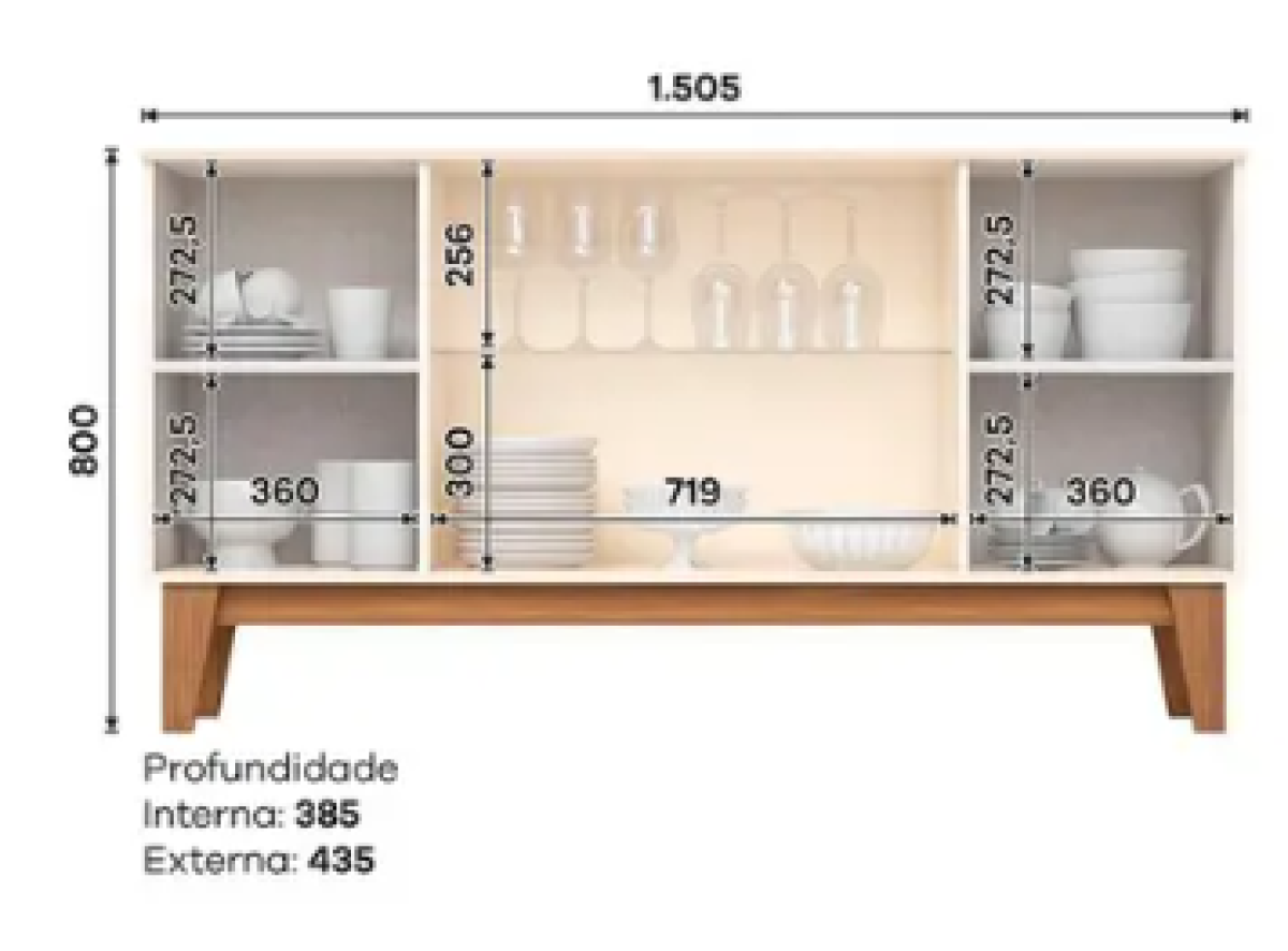BUFFET EIFFEL 4 PORTAS OFF WHITE/NATURE S352-129 - #2