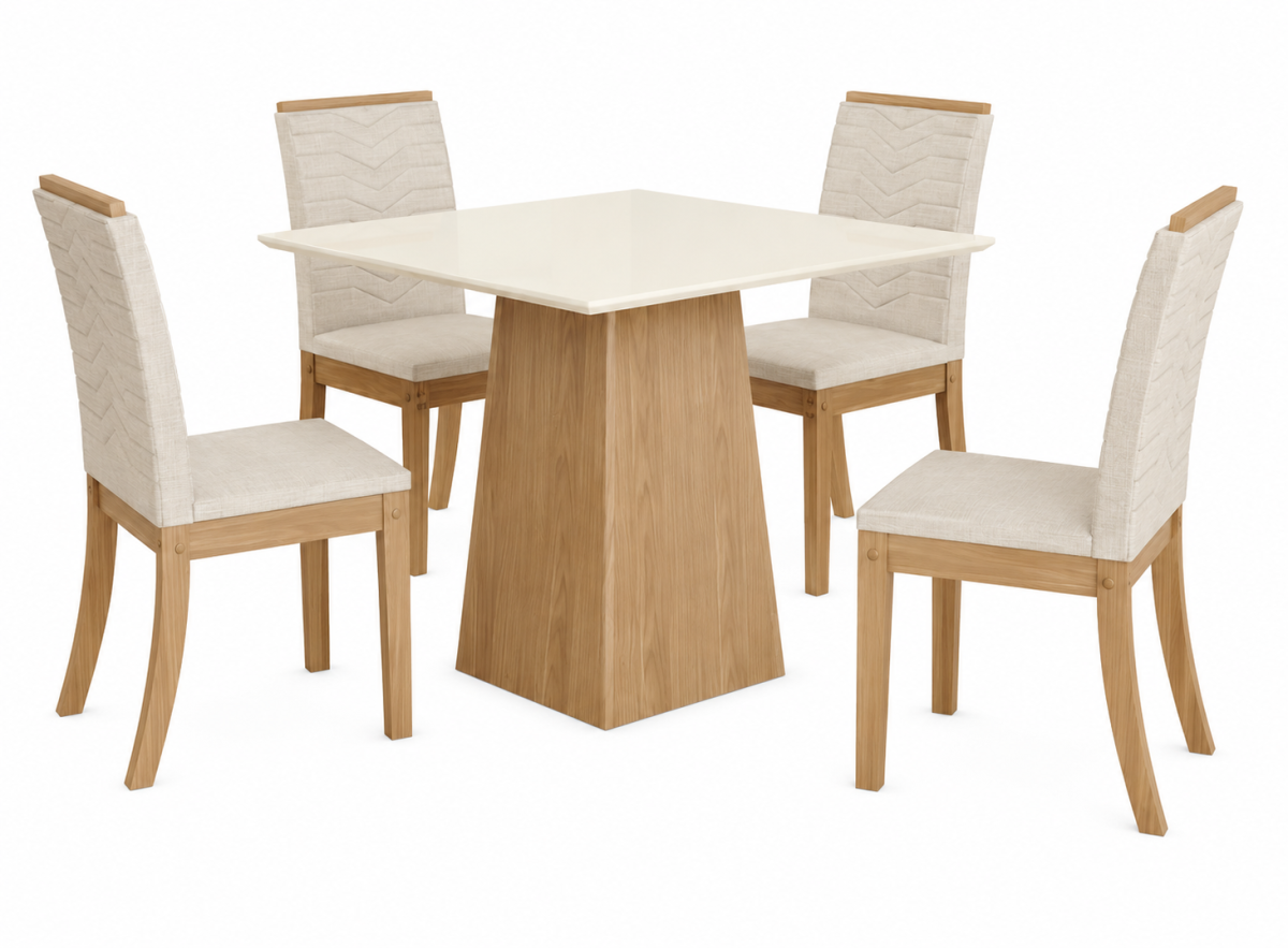 MESA DORA QUAD 900MM C/4 CAD ISA NATURE/BEGE