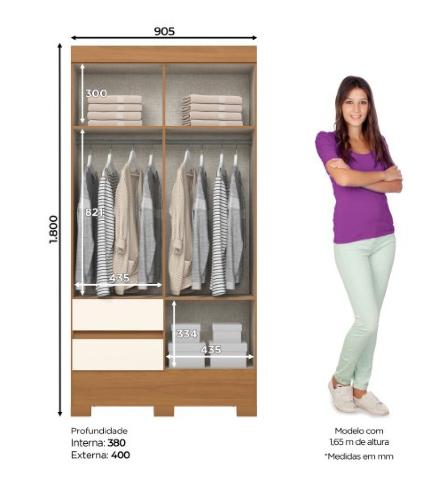 ROUPEIRO 4 PORTAS E 2 GAVETAS CINAMOMO/OFF WHITE BS02-221 - #2