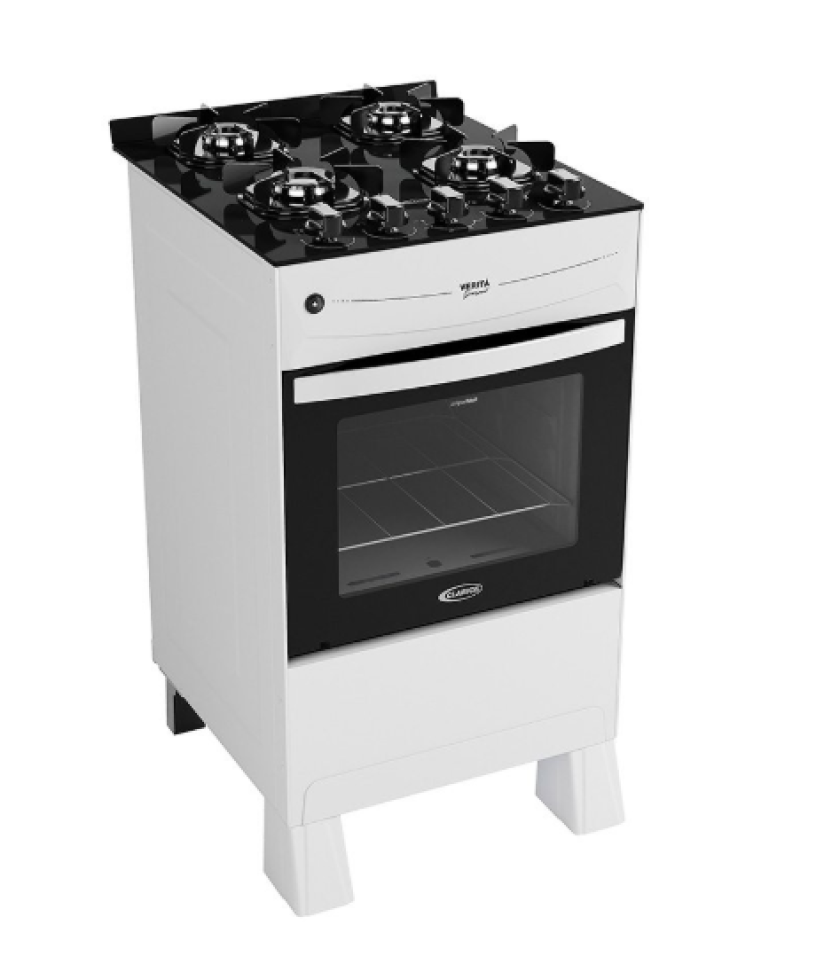 FOGAO GAS VERITA GOURMET 4 BOCAS BRANCO/PRETO CLARICE