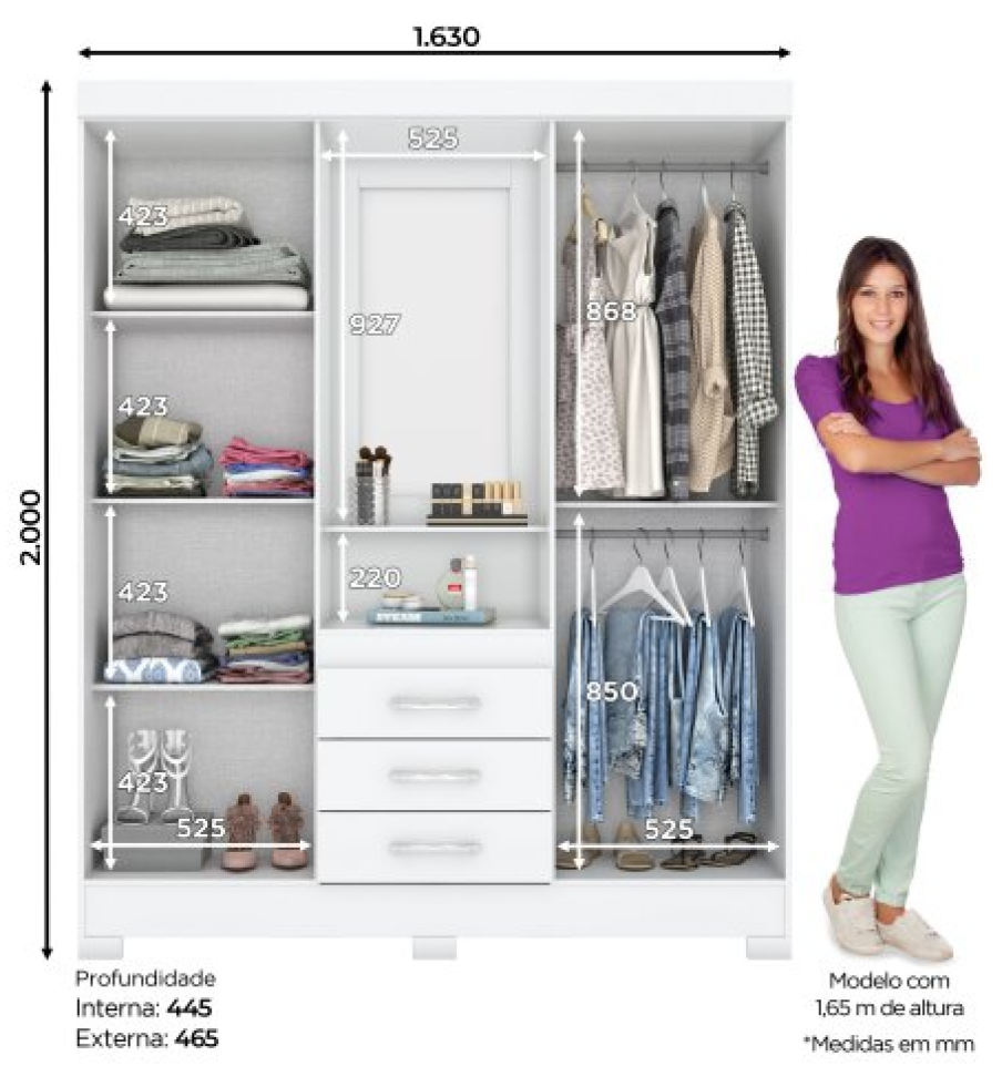 ROUPEIRO 4 PORTAS E 3 GAVETAS BRANCO B24-66 - #2