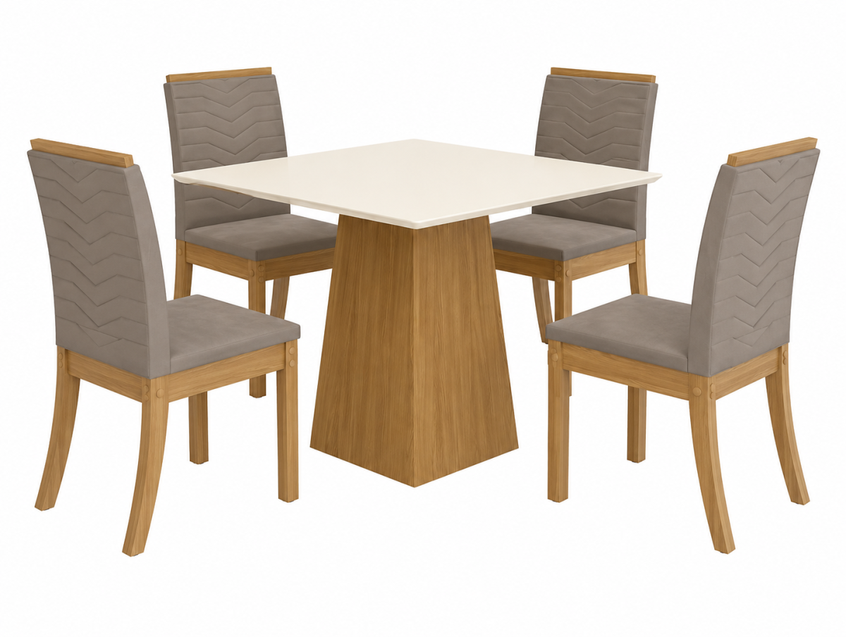 MESA DORA QUAD 900MM C/4 CAD ISA NATURE/LINHO