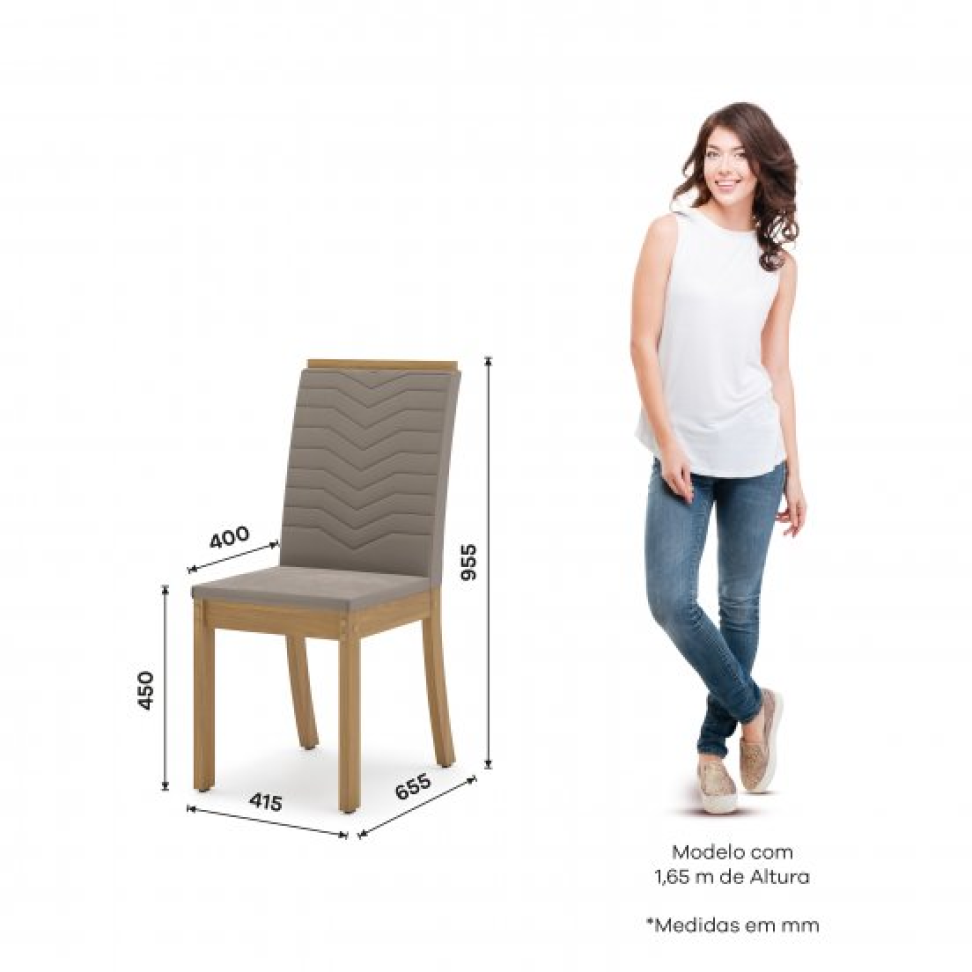 MESA LUIZA 1200MM C/4 CAD ISA NATURE/BEGE - #3