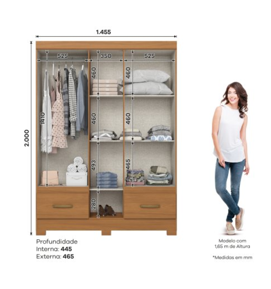 ROUPEIRO 5 PORTAS E 2 GAVETAS CINAMOMO B60-214 - #2