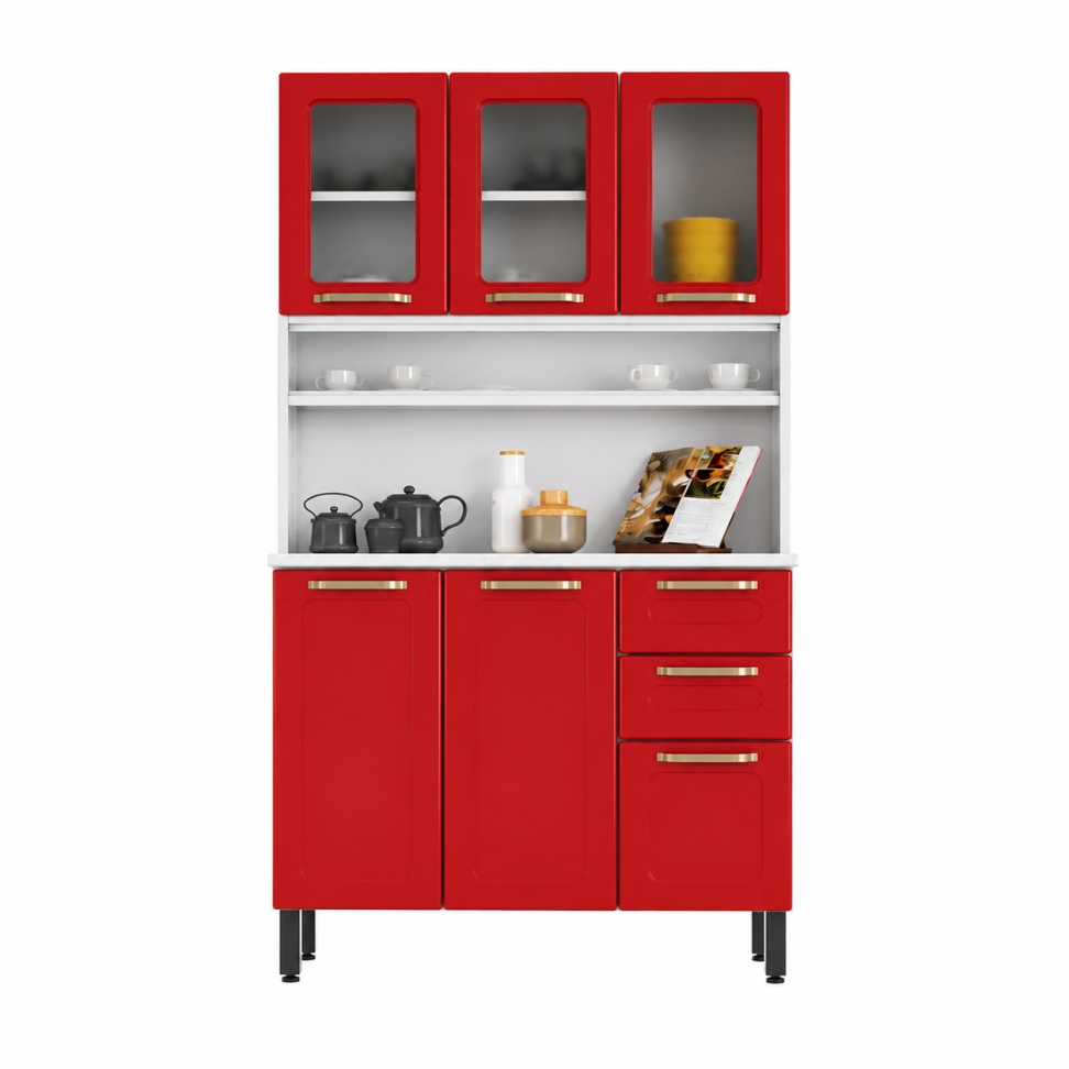 KIT COZINHA ACO TRIPLA BERTOLINI COLORS VERMELHO