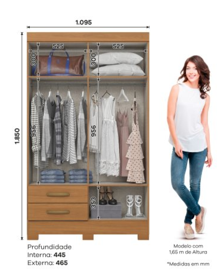 ROUPEIRO 4 PORTAS E 2 GAVETAS C/PES CINAMOMO BE12-214 - #2