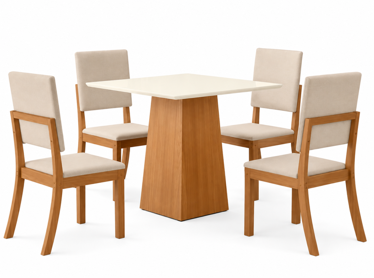 MESA DORA QUAD 900MM C/4 CAD MILLA NATURE LINHO