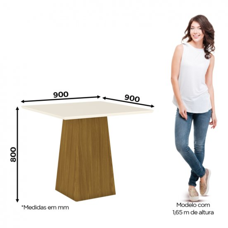 MESA DORA QUAD 900MM C/4 CAD MILLA NATURE LINHO