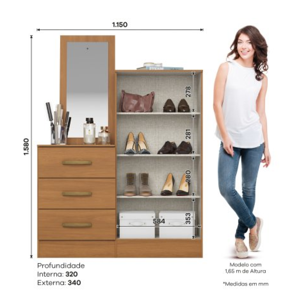 CÔMODA MULTIUSO 2 PORTAS E 3 GAVETAS CINAMOMO B700-214 - #2