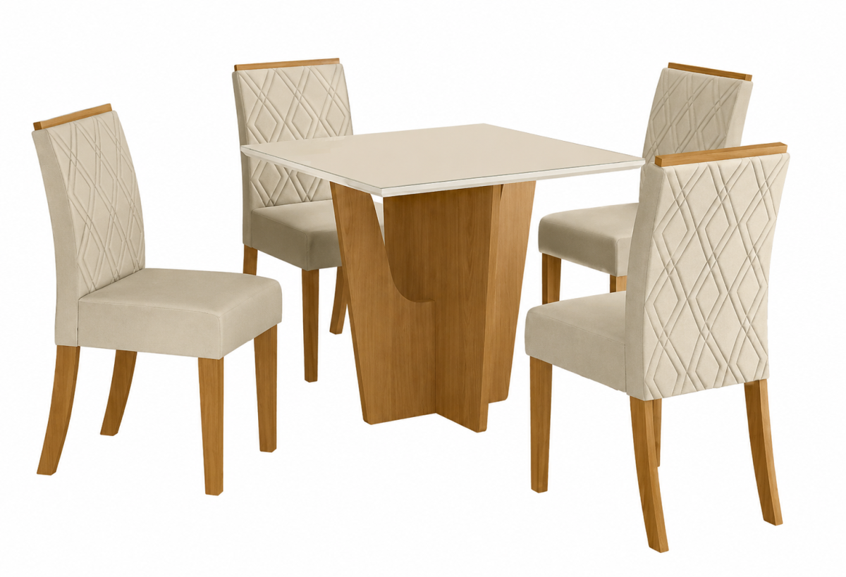 MESA VERTICE 1200MM C/4 CAD BELLA NATURE/LINHO