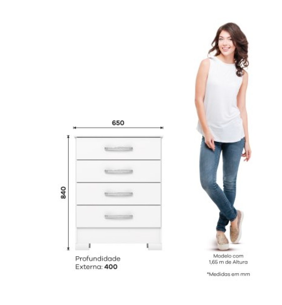 CÕMODA 4 GAVETAS BRANCO B706-10 - #2