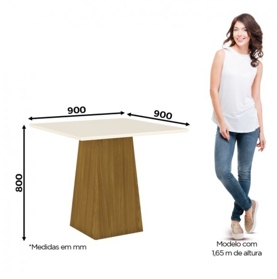 MESA DORA QUAD 900MM C/4 CAD ISA NATURE/LINHO