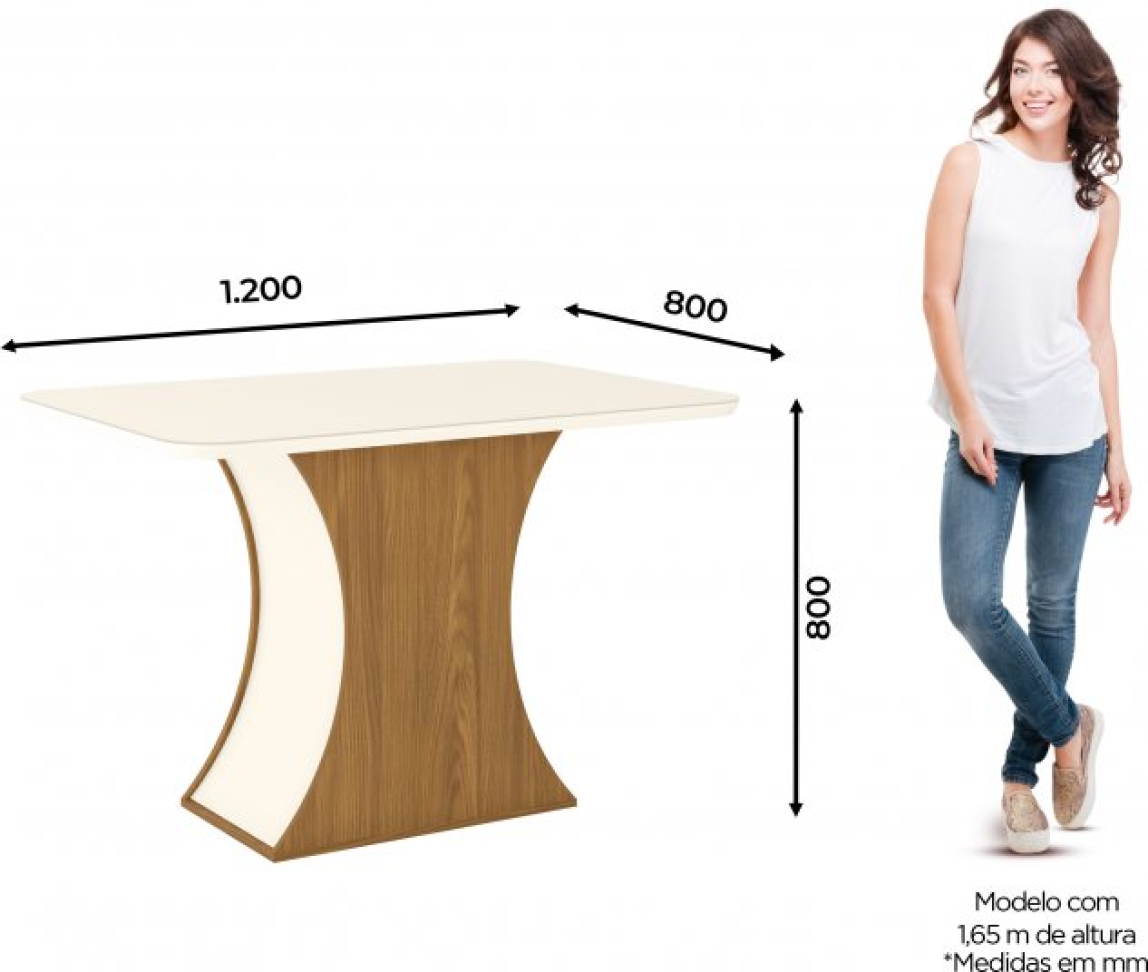MESA LUIZA 1200MM C/4 CAD ISA NATURE/BEGE