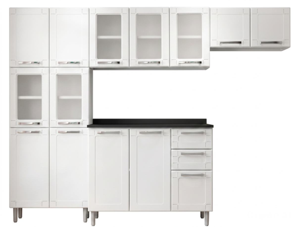 COZINHA 3 PECAS C/ BALCAO ACO BERTOLINI MULTIPLA BRANCO