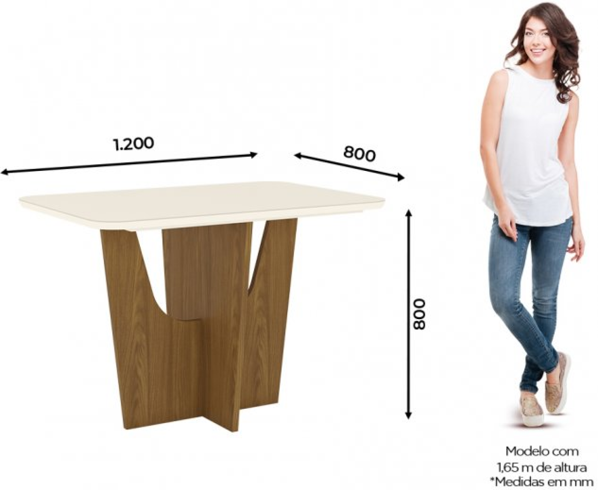 MESA VERTICE 1200MM C/4 CAD BELLA NATURE/LINHO