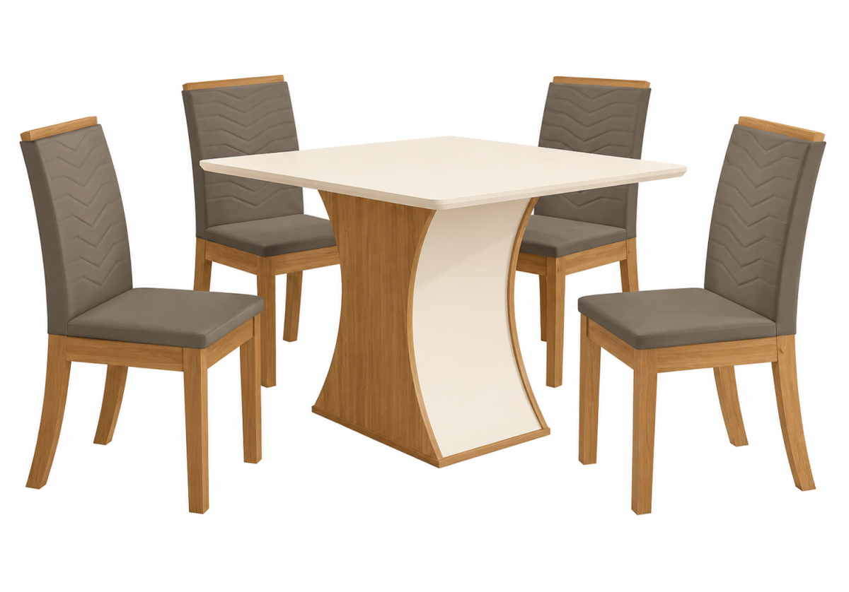 MESA LUIZA 1200MM C/4 CAD ISA NATURE/BEGE