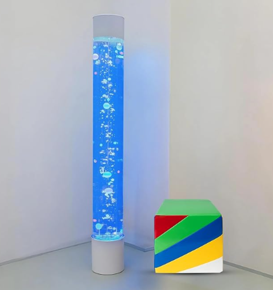 Luminária de chão com tubo de bolha sensorial – compatível com vários controladores, luz de humor LED que muda de cor, efeitos visuais multicoloridos, decoração calmante de aquário para salas