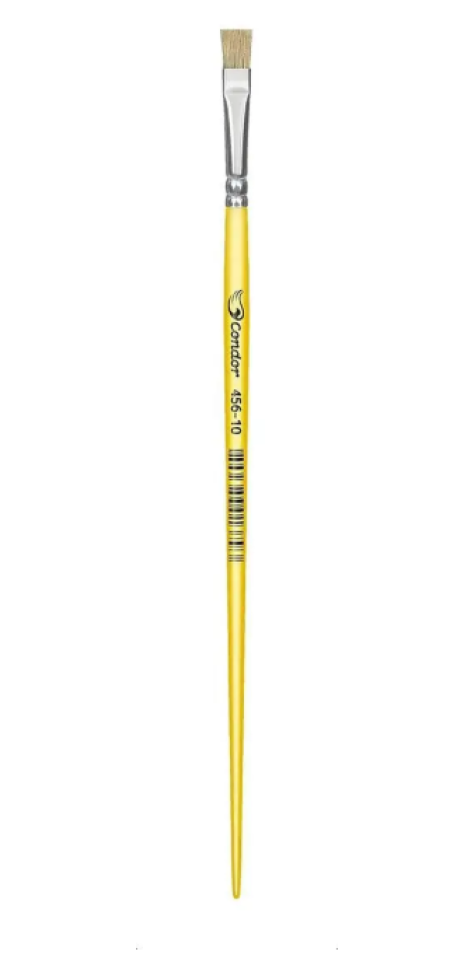 Pincel Chato Cerda Natural Cabo Longo Amarelo Condor 456 10