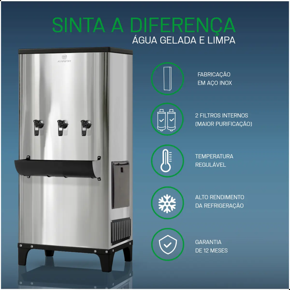 Bebedouro Industrial Refrigerador Inox 100 Litros Inox