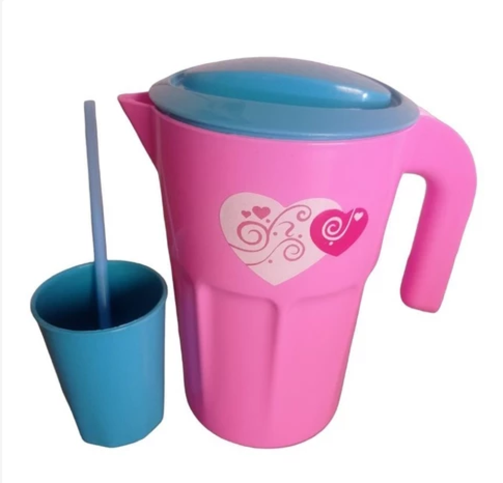 KIT COZINHA INFANTIL JARRA + COPO + CANUDO BRINQUEDO FAZ DE CONTA