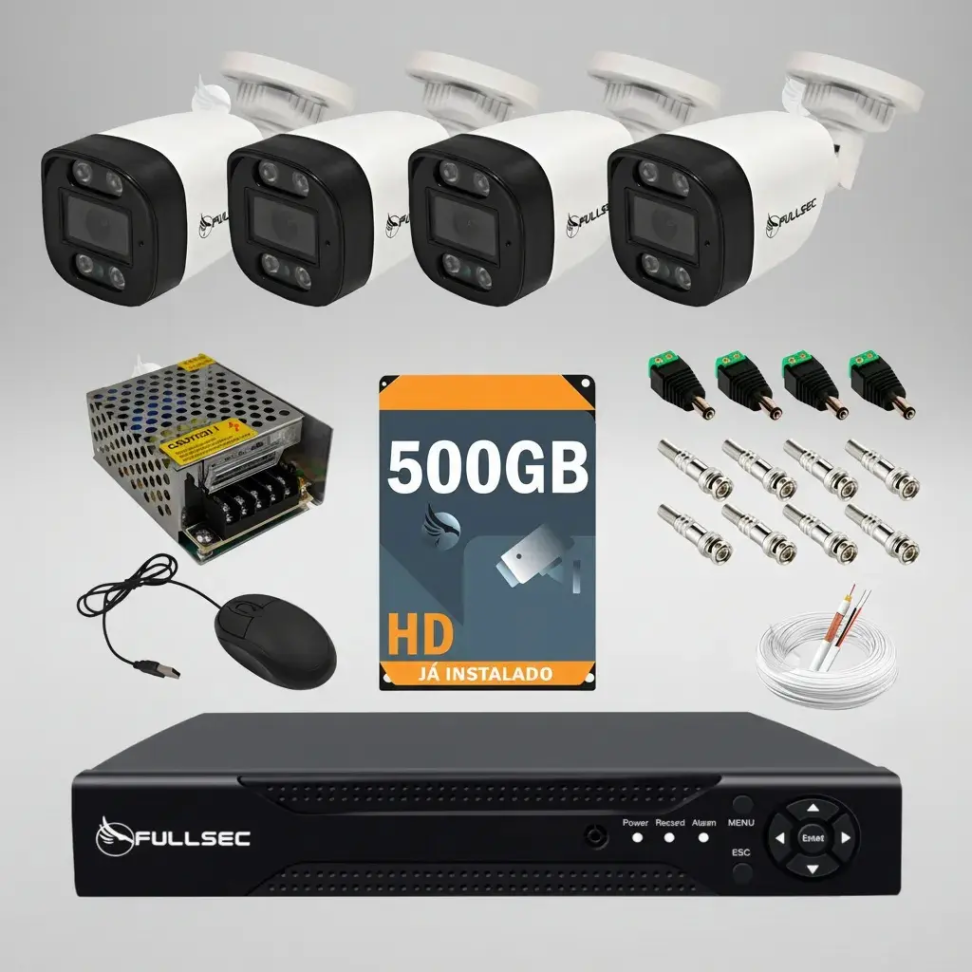 Kit Cftv 4 Câmeras 720p Dvr Fullsec 4ch
