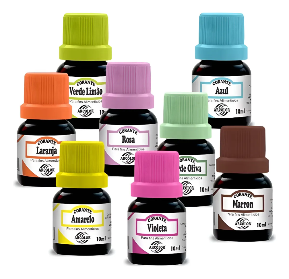 Kit 7 Corantes Líquido Alimentício Arcolor 10ml Vermelho
