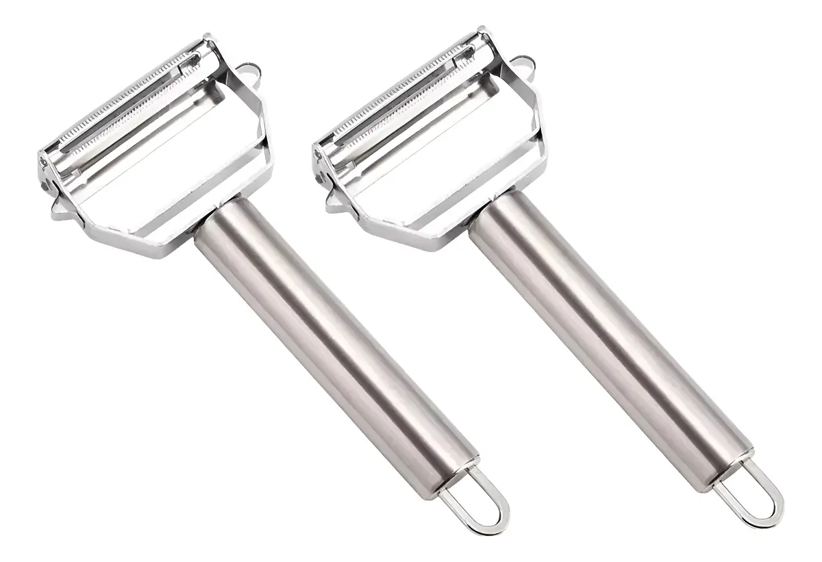 Kit 2 Descascador de Legumes Frutas Profissional em Aço Inox Lamina Móvel Batata Cenoura Frutas Utensílio de Cozinha
