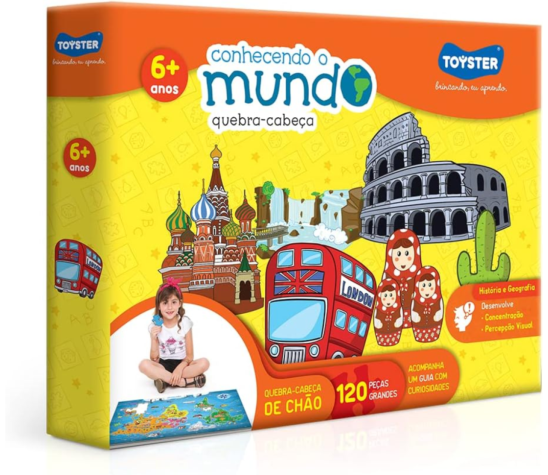Toyster - Quebra-cabeça - Conhecendo o Mundo - 120 Peças Grandão
