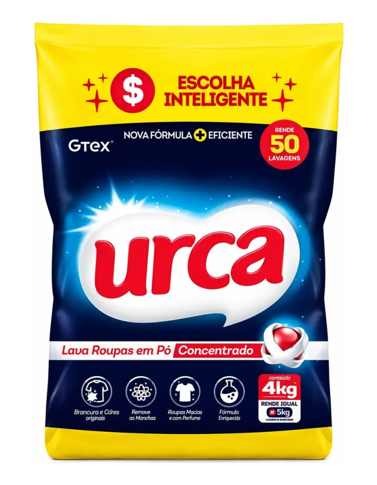 Lava Roupas Pó Urca Concentrado Sache 4kg