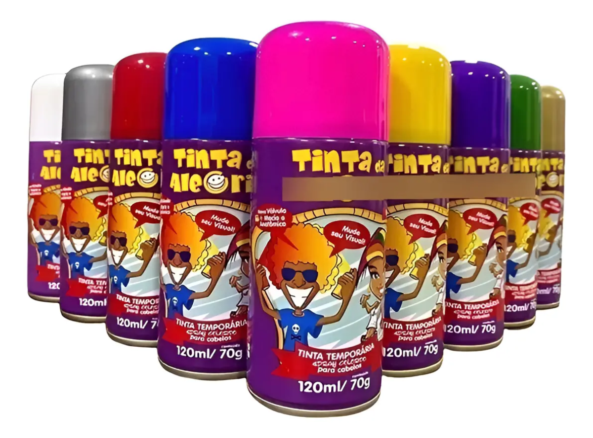 Kit 25 Tinta Spray Temporária Da Alegria Para Cabelo Lavável